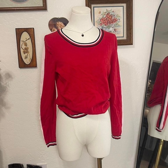 Herritage Brand Tommy Hilfiger Stripe Sleeve Nautical Preppy Sweater - Picture 3 of 8